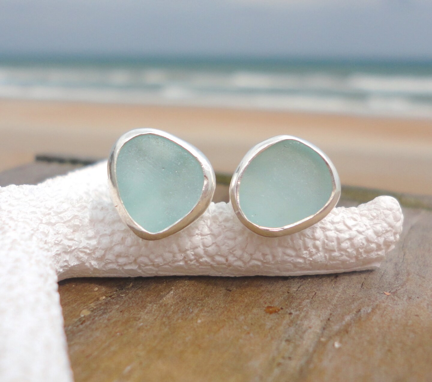 Sea Glass Post Earrings| Beach Glass Earrings | Sea Glass Jewelry | Beach Glass Jewelry | Sea Glass Earrings | top Wedding Jewelry |Bridal Gifts