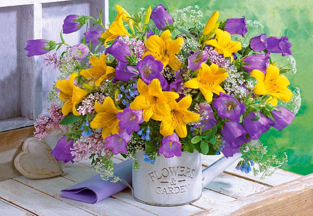 1000 Piece Jigsaw Puzzle,  Bouquet of Lilies and Bellflowers, Flower puzzle, Still nature,  Plant and Flower Puzzle, Adult Puzzle, Castorland C-104642-2
