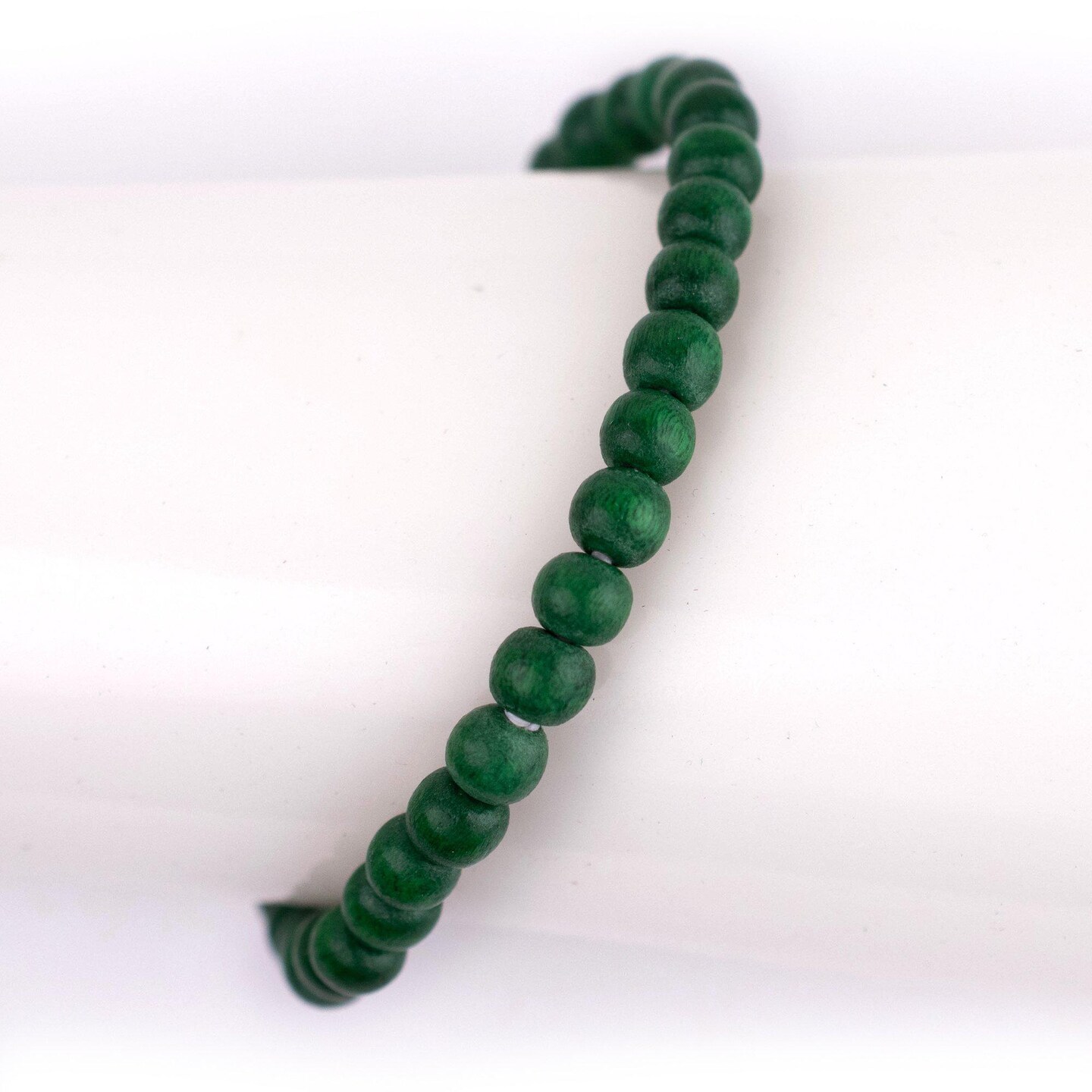 TheBeadChest Wood Stretch Bracelet, Green - Stackable Beaded Jewelry, Unisex for Men &#x26; Women