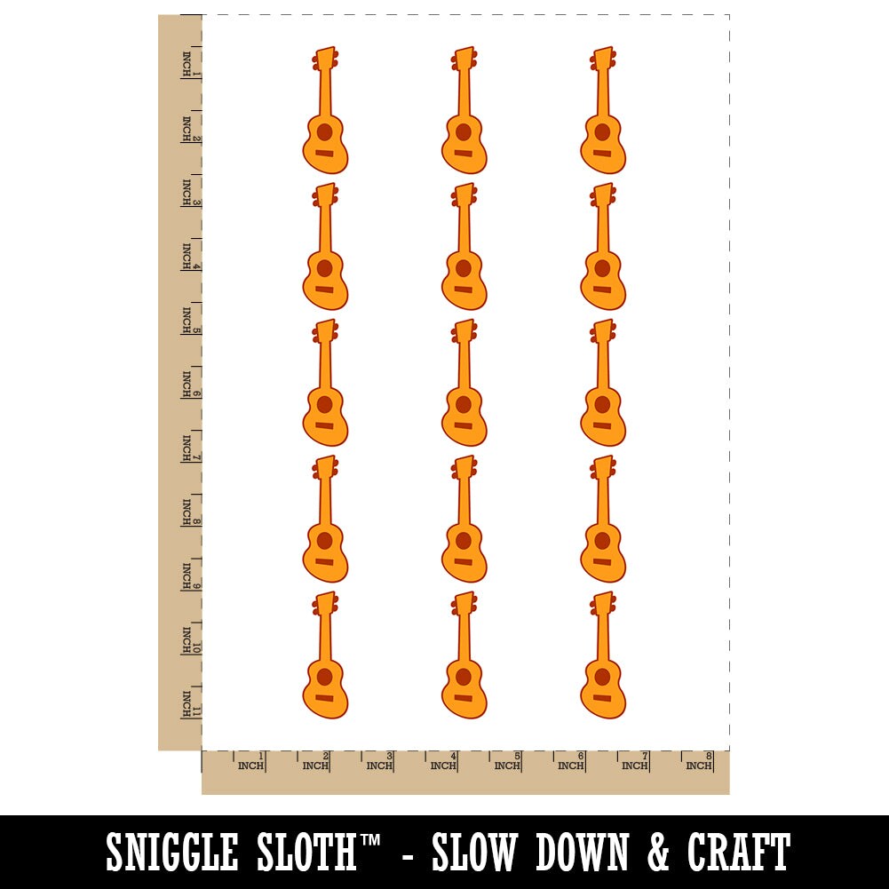 Ukulele Music Instrument Doodle Temporary Tattoo Water Resistant Fake Body Art Set Collection (1 Sheet)