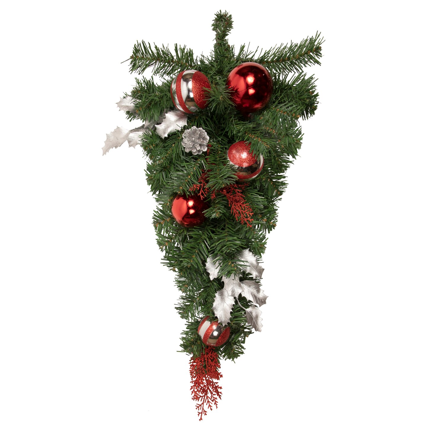 Northlight Cedar Leaves and Pine Artificial Christmas Teardrop Swag - 24&#x22; - Unlit