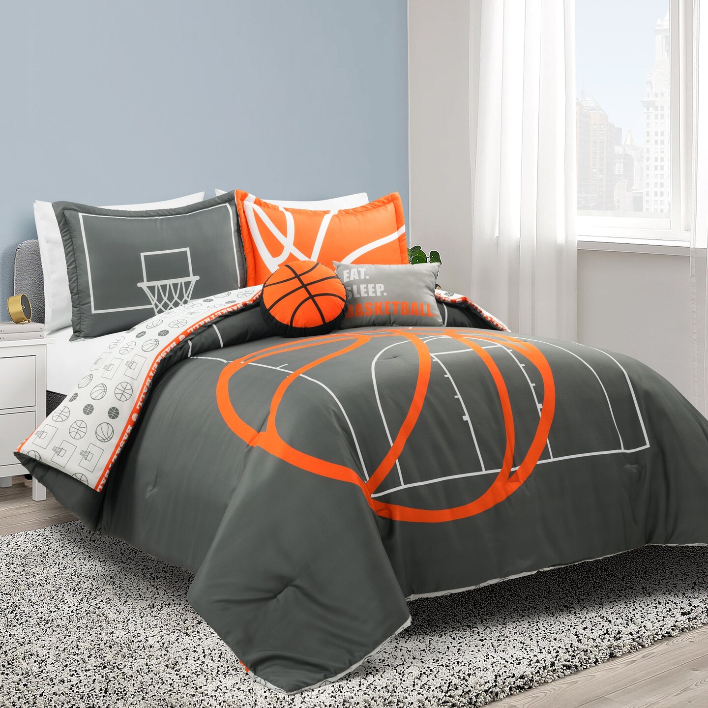 Basketball Game Reversible Comforter Set - Kids Bedding