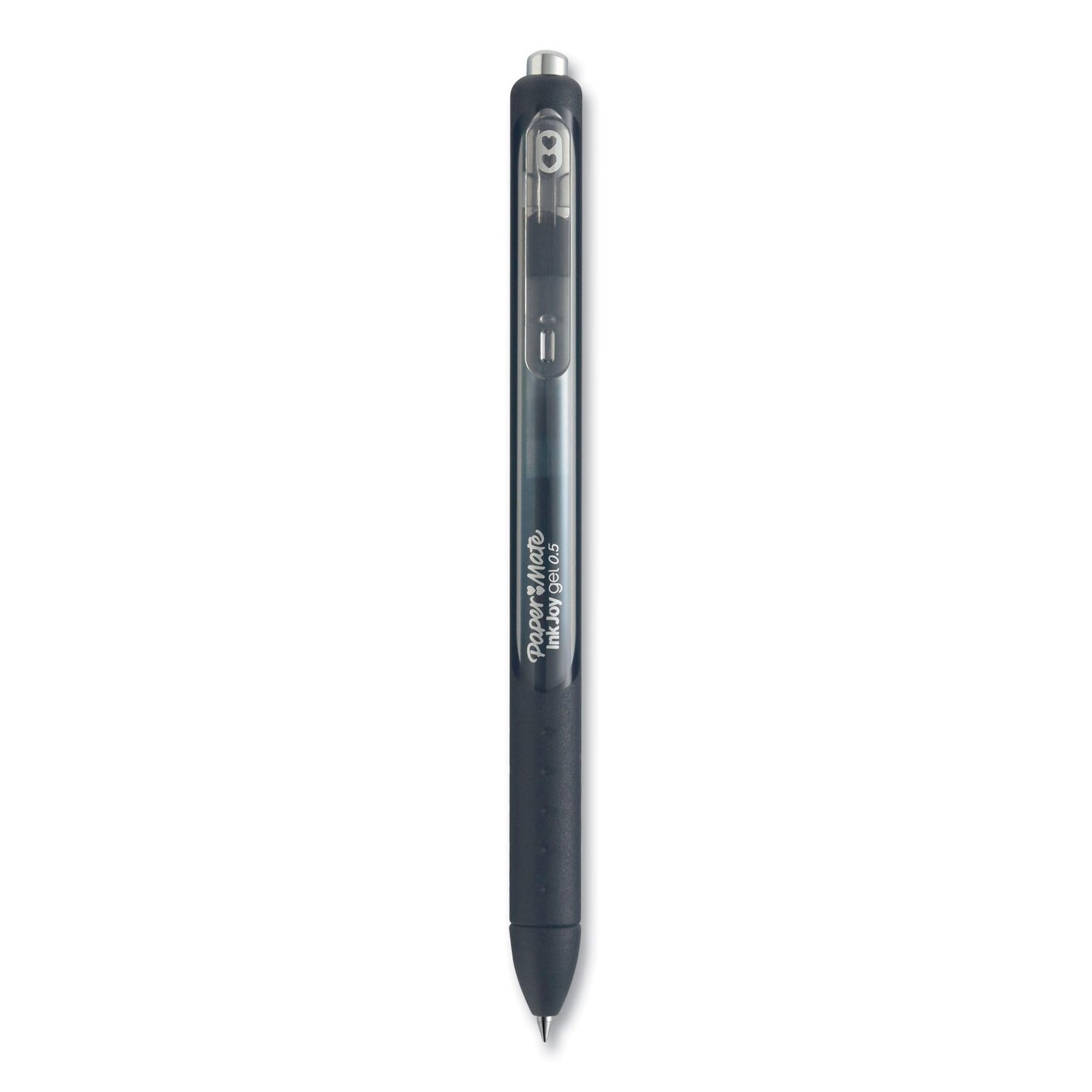 Papermate InkJoy Gel Pen, Retractable, Fine 0.5 mm, Black Ink, Black Barrel, 8/Pack