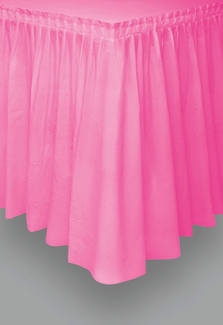 Hot Pink Solid Plastic Table Skirt, 29&#x22;x14ft, 1ct