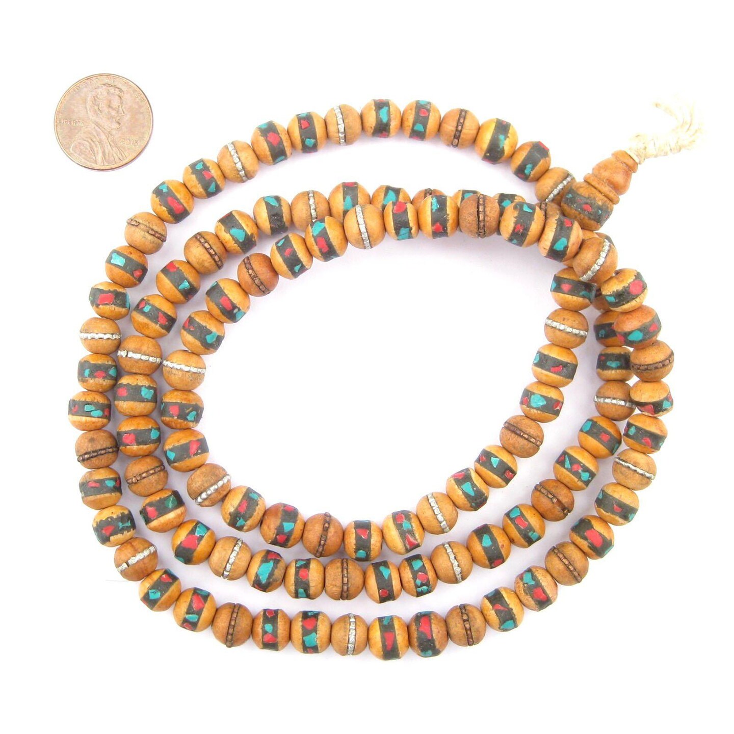 The Bead Chest 8mm Inlaid Sandalwood Mala Beads: Fragrant Aromatic Wooden Meditation Beads for Yoga, Jewelry, Necklace, Chanting Genuine Nepal Product