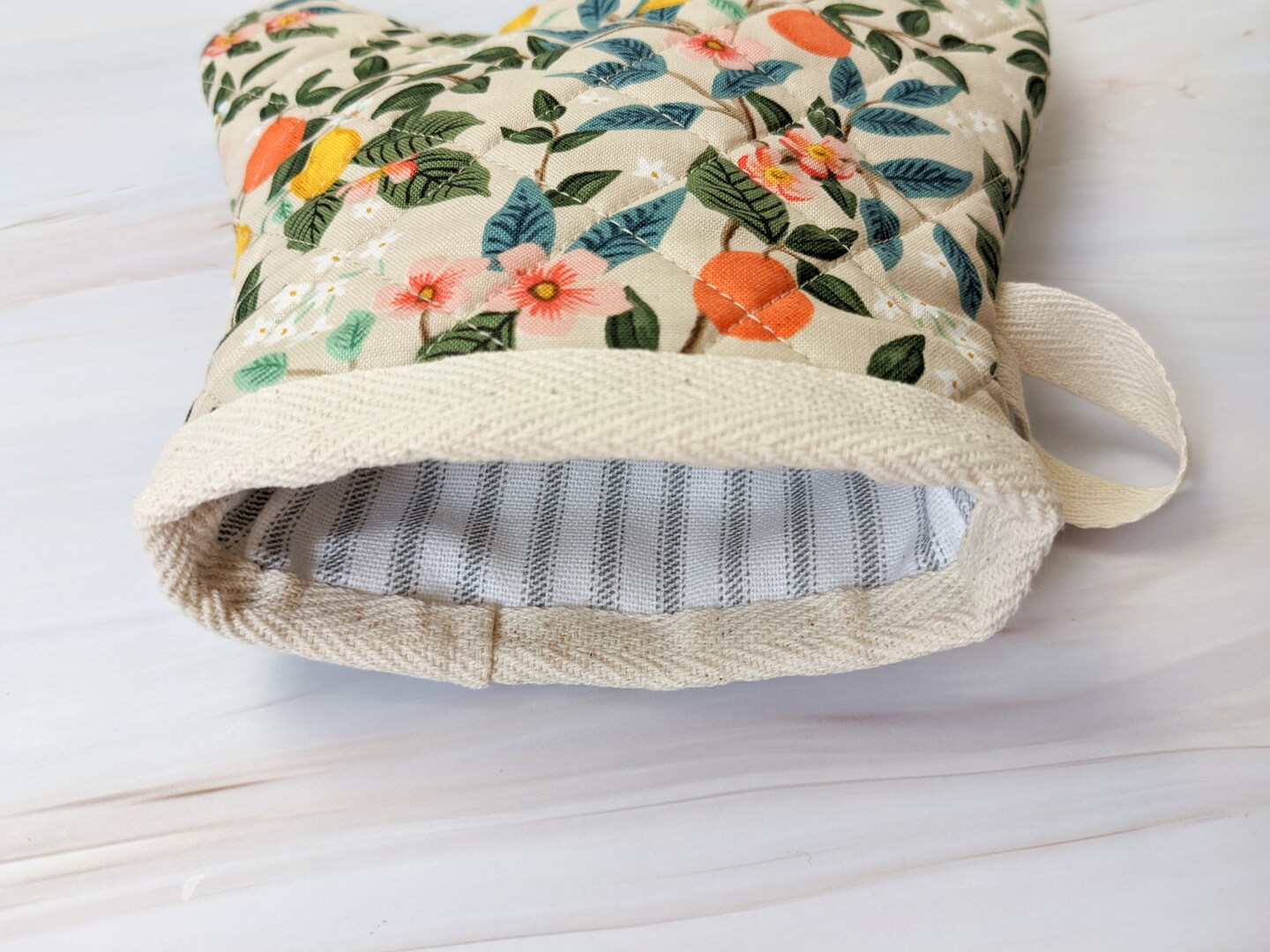 Citrus Grove Cream Rifle Paper Co Fabric Floral Oven Mitt