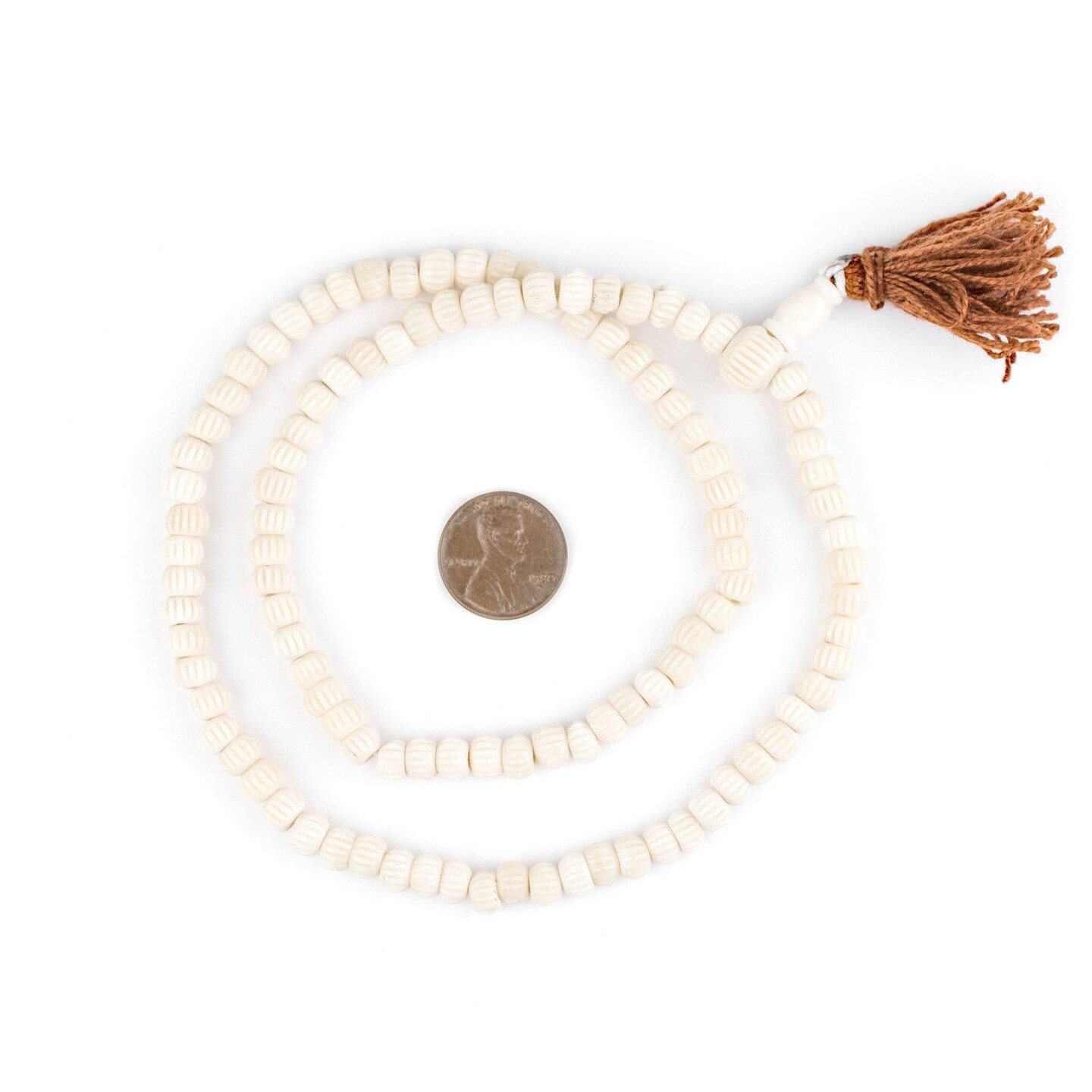 TheBeadChest White Carved Chevron Bone Mala Beads (6mm)