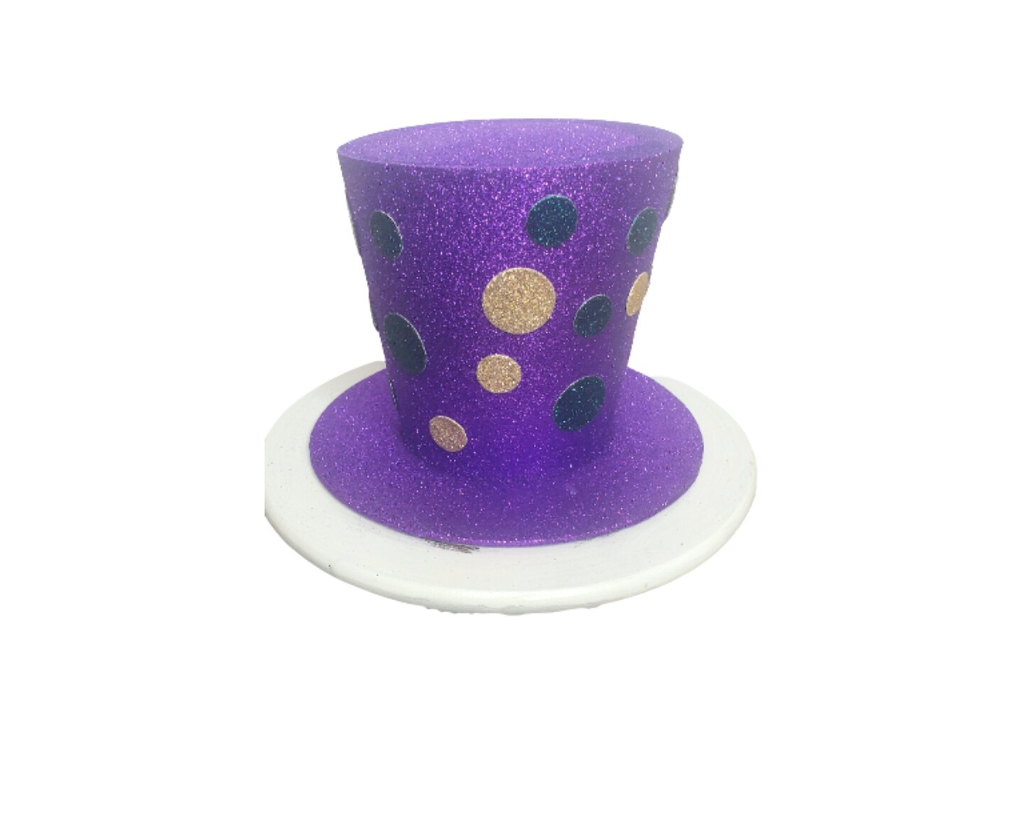 8.5&#x22;x6&#x22; Glitter Dots Mardi Gras Top Hat - Decor, Crafts, Wreath Supply-HG102830