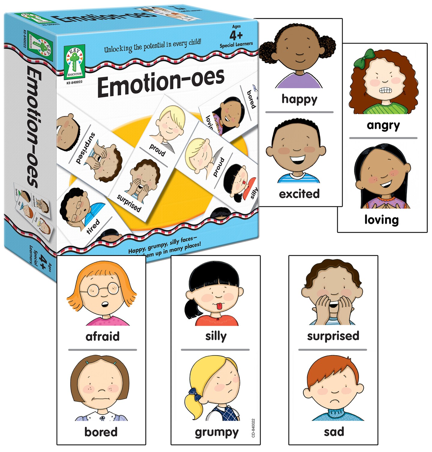 Key Education Emotion-oes Kids Games, Dominos for Kids With Facial Expression Cards, Social Emotional Learning Activities and Play Therapy Toys Ages 4+