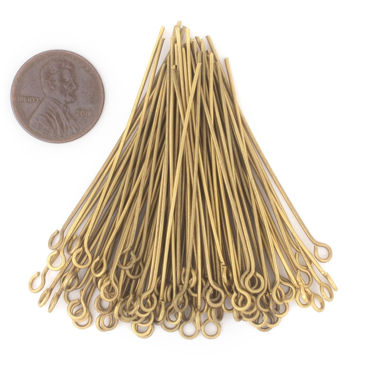 TheBeadChest Brass 21 Gauge 2 Inch Eye Pins (Approx 100 pieces)