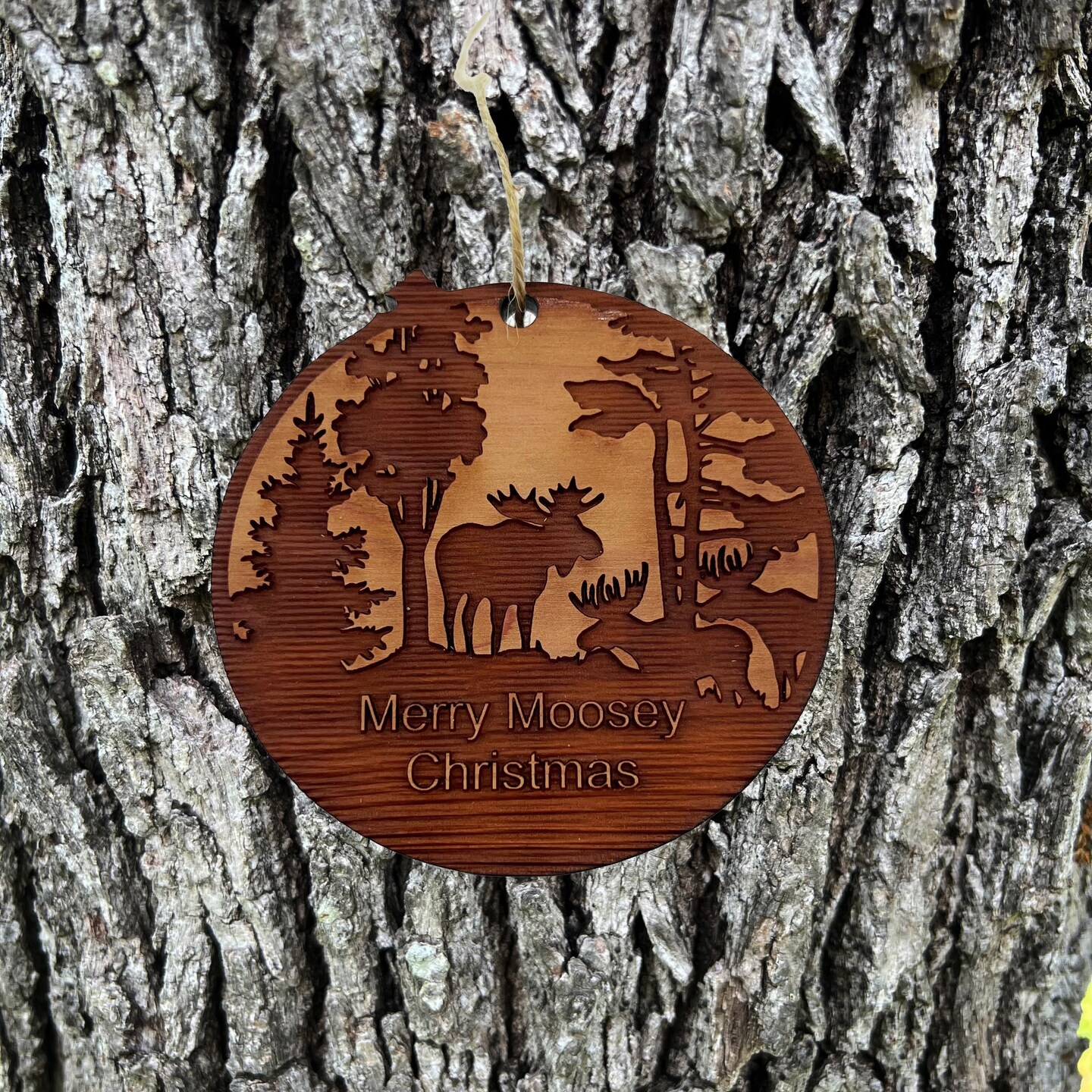 Merry Moosey Christmas - Cedar Ornament Merry Moosey Christmas - Cedar Ornament
