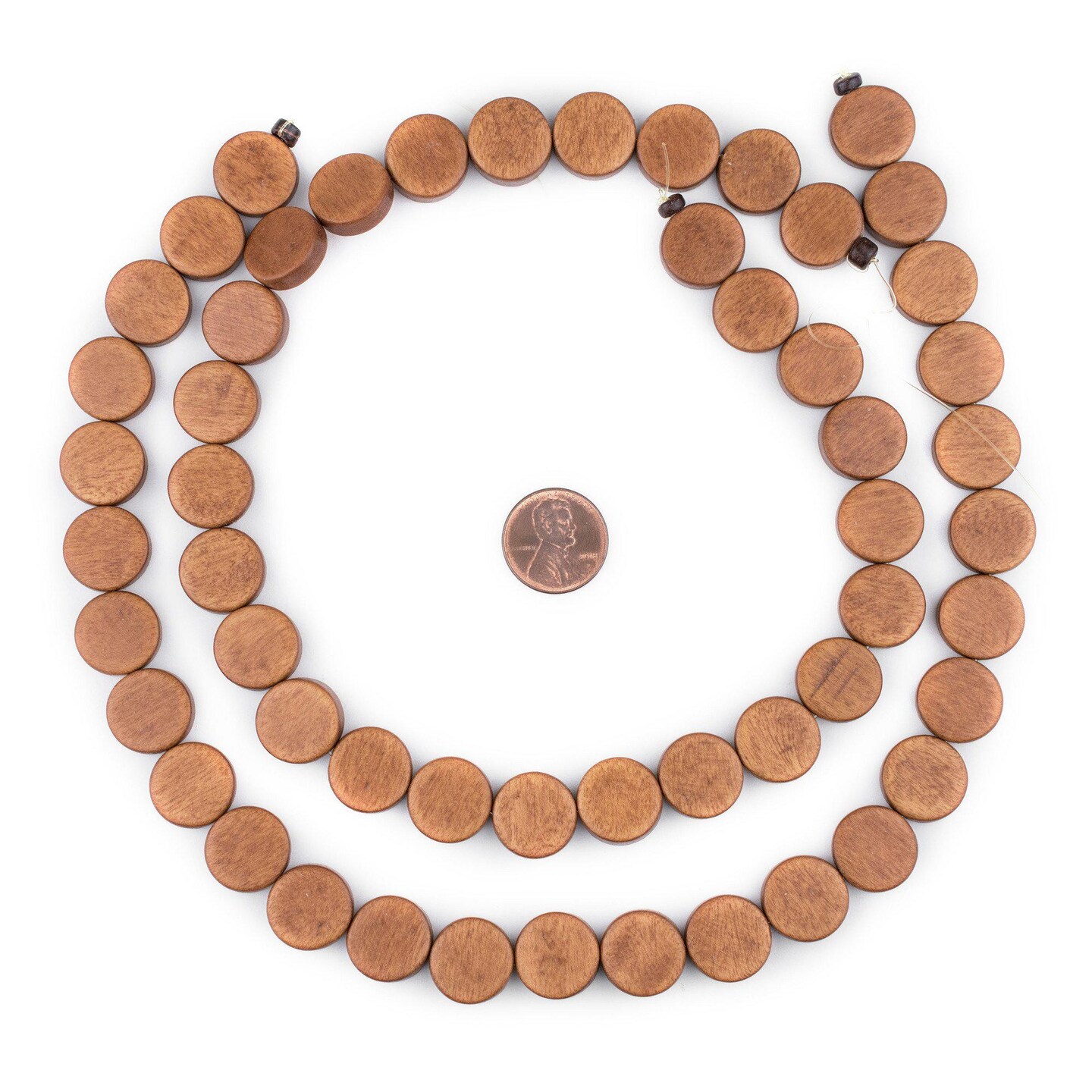 The Bead Chest Light Brown Circular Natural Wood Beads (15x15mm): Organic Eco-Friendly Wooden Bead Strand for DIY Jewelry, Crafts, Necklace and Bracelet Making