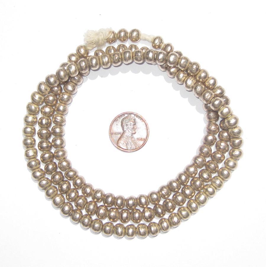 6mm Round Silver Beads - Full Strand of African Metal Spacer Beads - The Bead Chest