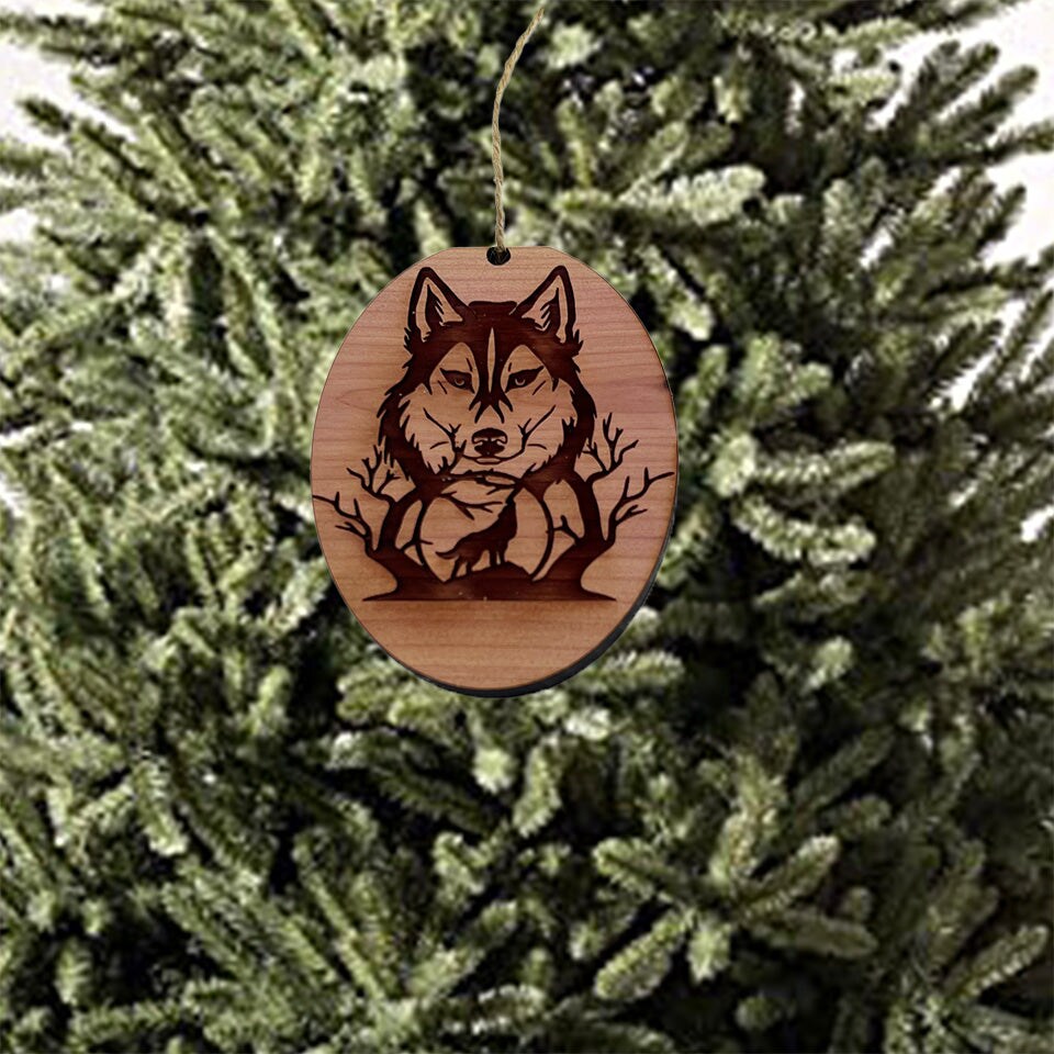 Night of the Wolf - Cedar Ornament