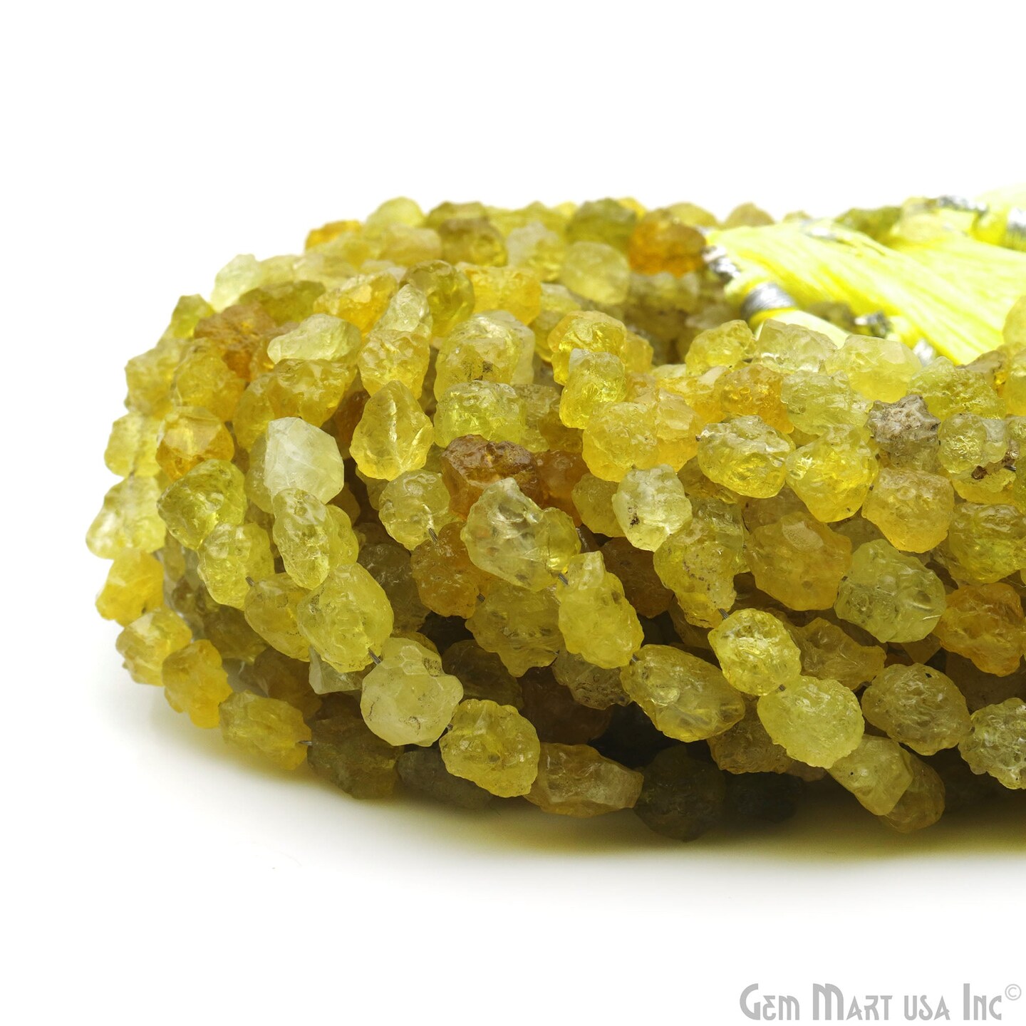 Lemon Topaz Rough Nugget Chunks, Natural Gemstone Beads, Drilled Raw Strands, 7x5mm (Approx), 8 inch, GemMartUSA (DRLT-70052)