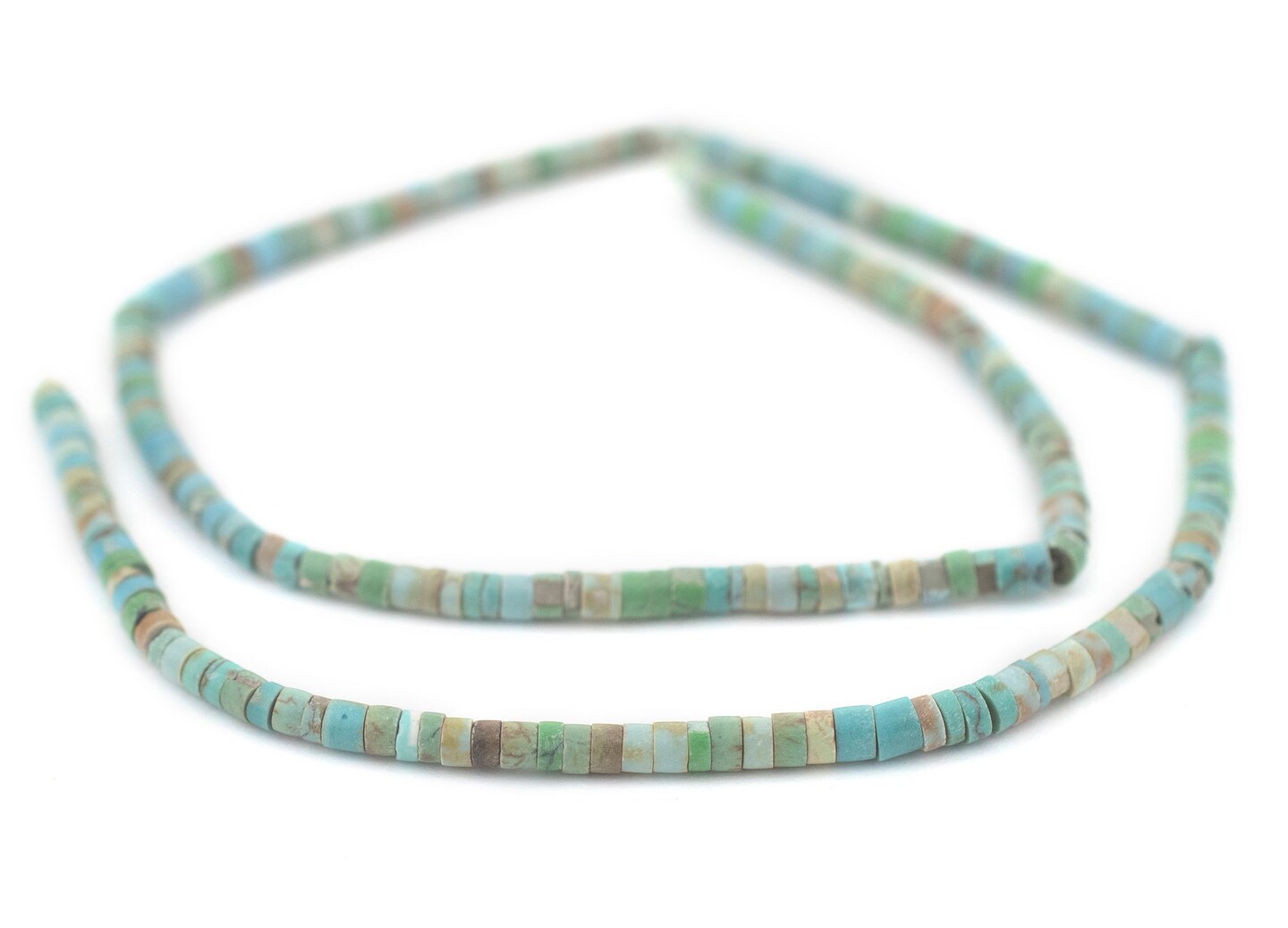 TheBeadChest Mixed Afghani Turquoise Beads 3.5mm Afghanistan Green Heishi Gemstone 15 Inch Strand
