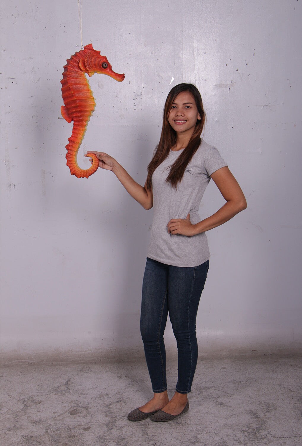 Small Red Seahorse Statue