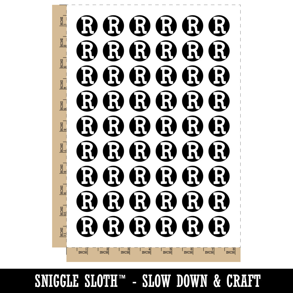 Letter R Uppercase Cute Typewriter Font Temporary Tattoo Water Resistant Fake Body Art Set Collection (1 Sheet)