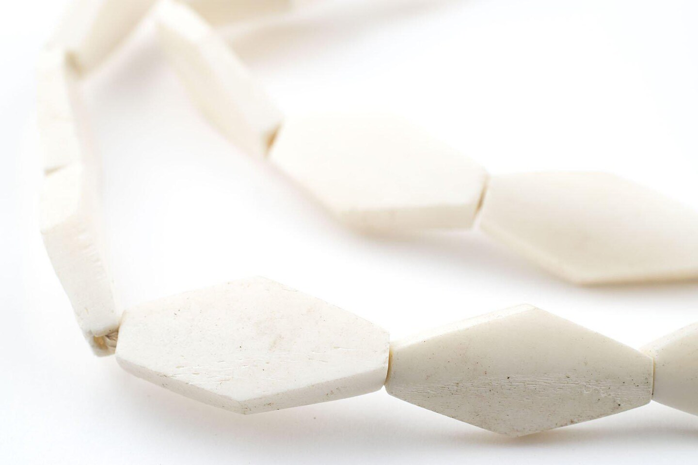 TheBeadChest Kenya White Bone Beads Geometric 15mm African Unusual 30 Inch Strand Handmade