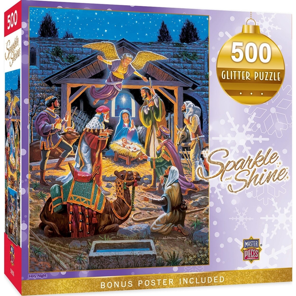 Masterpieces Holy Night 500 Piece Glitter Jigsaw Puzzle 15X21 Recycled