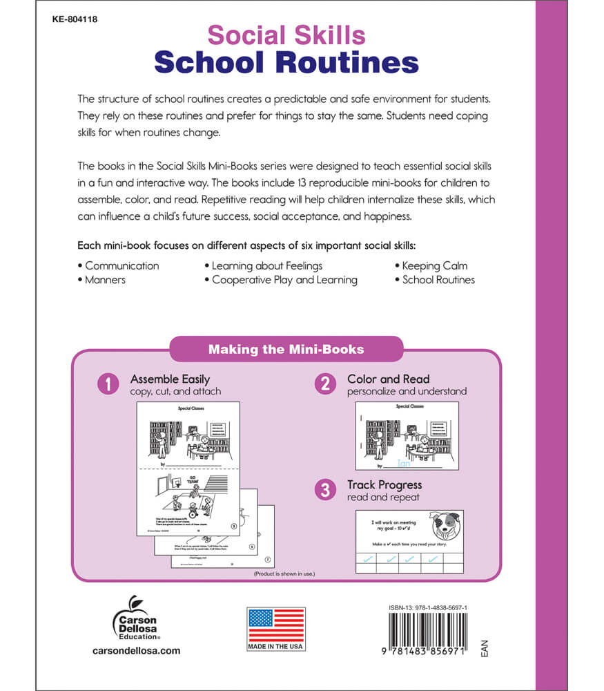 Key Education School Routines Social Skills Activities for Kids, Mini Reproducible Books Covering Safety Drills, School Rules, and More Social Emotional Learning Activities