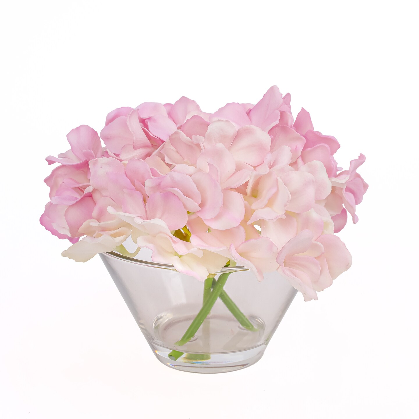 8&#x22; Mixed Mauve Hydrangea Bouquet in Glass Vase