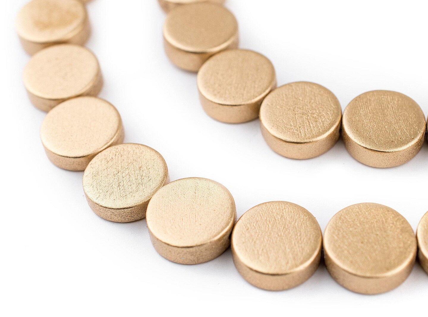 TheBeadChest Gold Circular Natural Wood Beads (15x15mm): Organic Eco-Friendly Wooden Bead Strand for DIY Jewelry, Crafts, Necklace and Bracelet Making