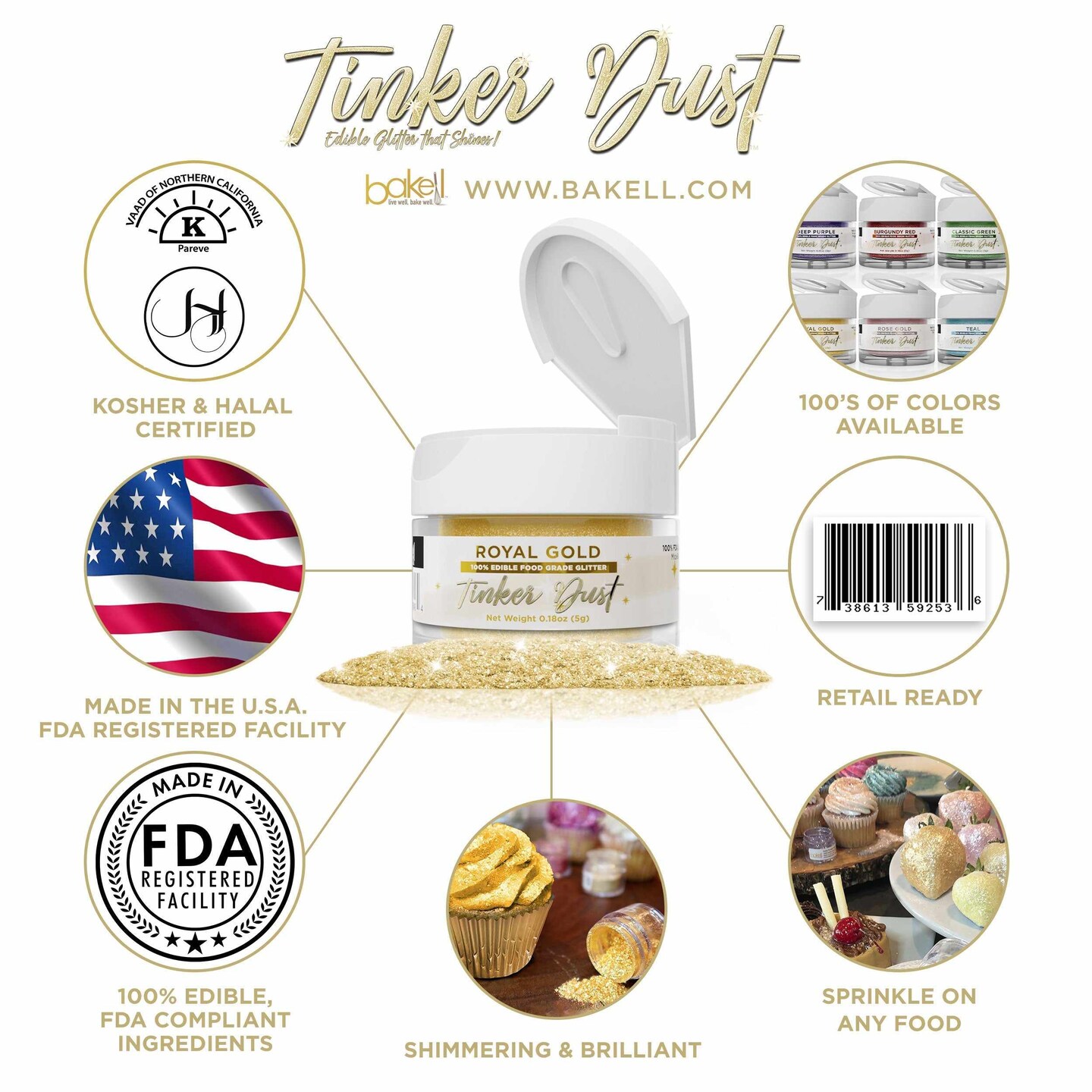 Royal Gold Edible Glitter | Tinker Dust&#xAE; 5 Grams