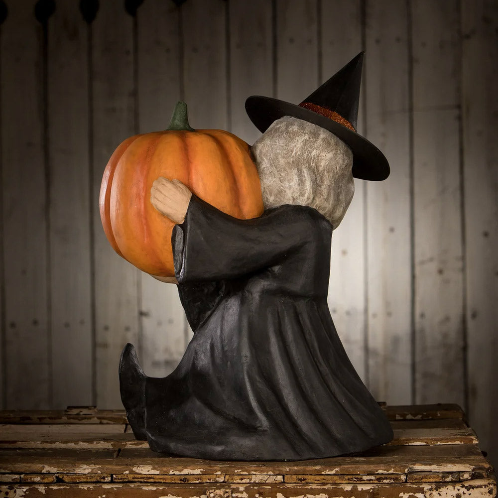 Witch With Pumpkin Large Paper Mache