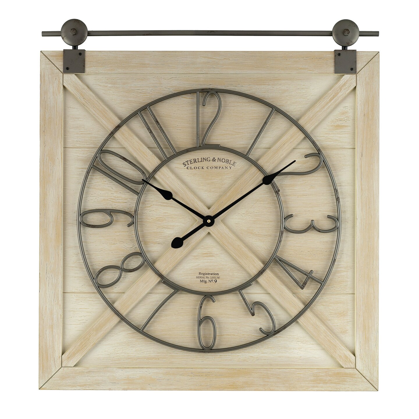 Sterling &#x26; Noble 28&#x22; Indoor Rustic White Farmhouse Analog Wall Clock with Quartz Movement
