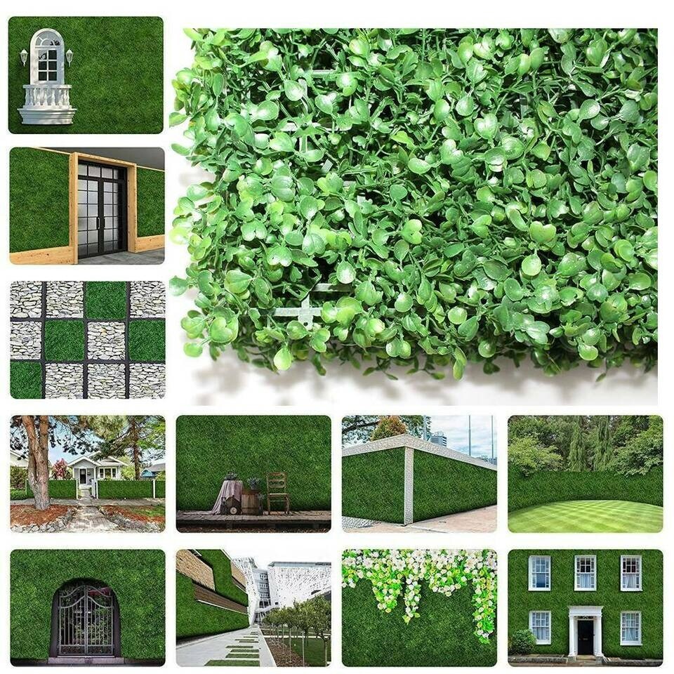 12PcsArtificial Hedge Mat Fence Fake Plant Grass Wall Garden Panels