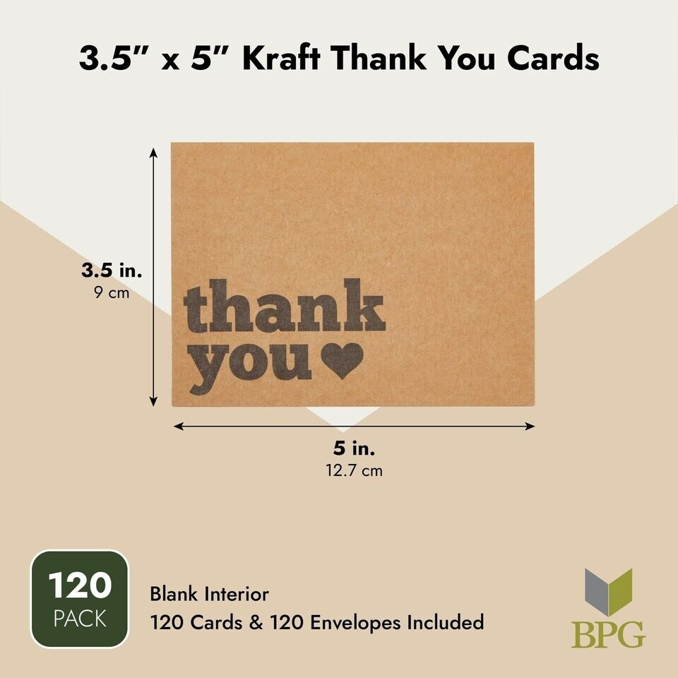 120-Pack Thank You Cards With Envelopes