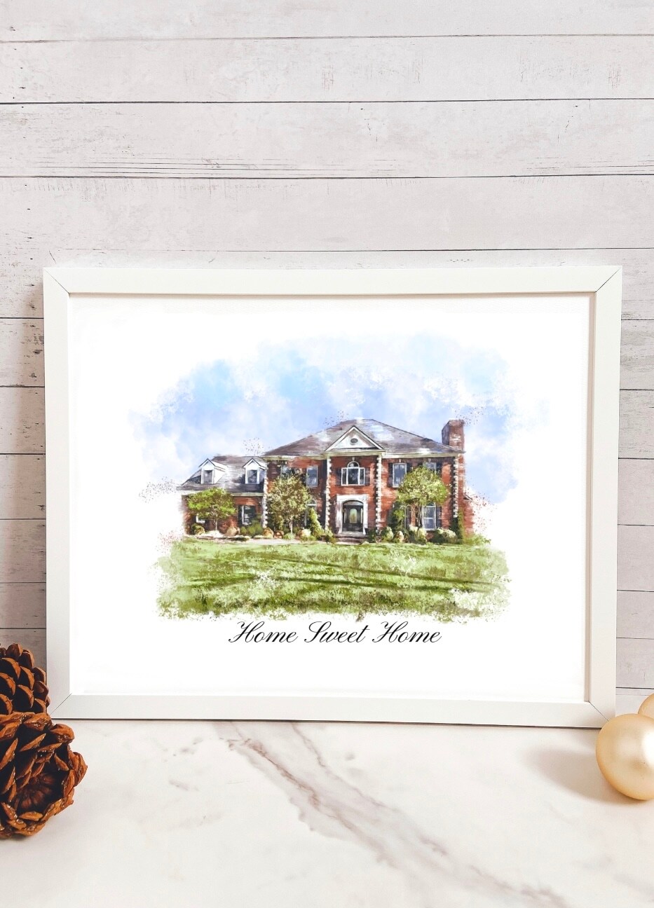 Home Portrait Watercolor, Custom Housewarming Gift, outlet First Home Gift, Wedding Gift Idea