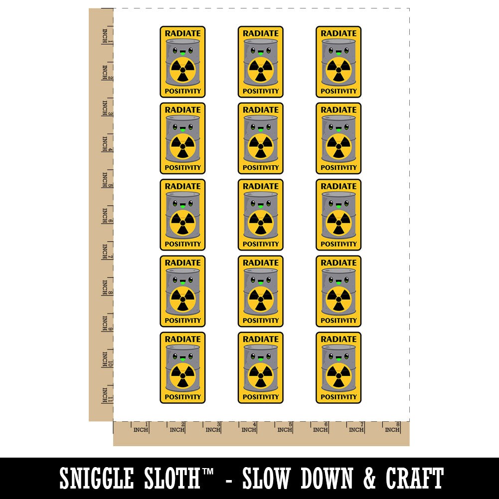 Radiate Positivity Radioactive Material Barrel Temporary Tattoo Water Resistant Fake Body Art Set Collection (1 Sheet)