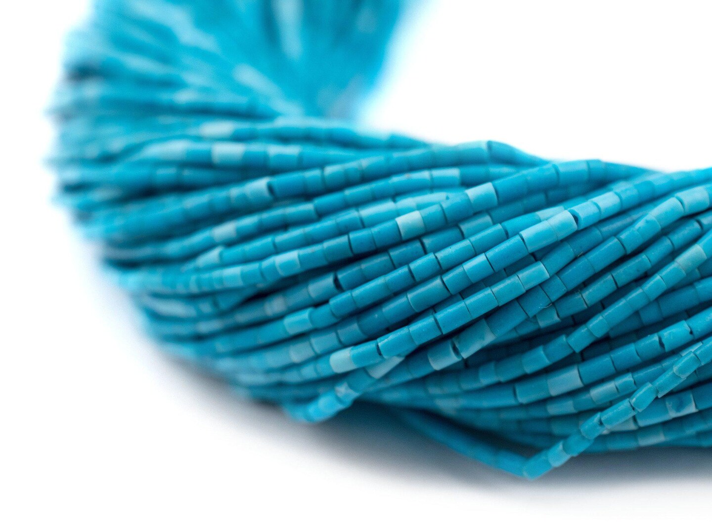 The Bead Chest Extra Tiny Blue Turquoise Cylinder Beads 1mm Afghanistan Gemstone 15 Inch Strand