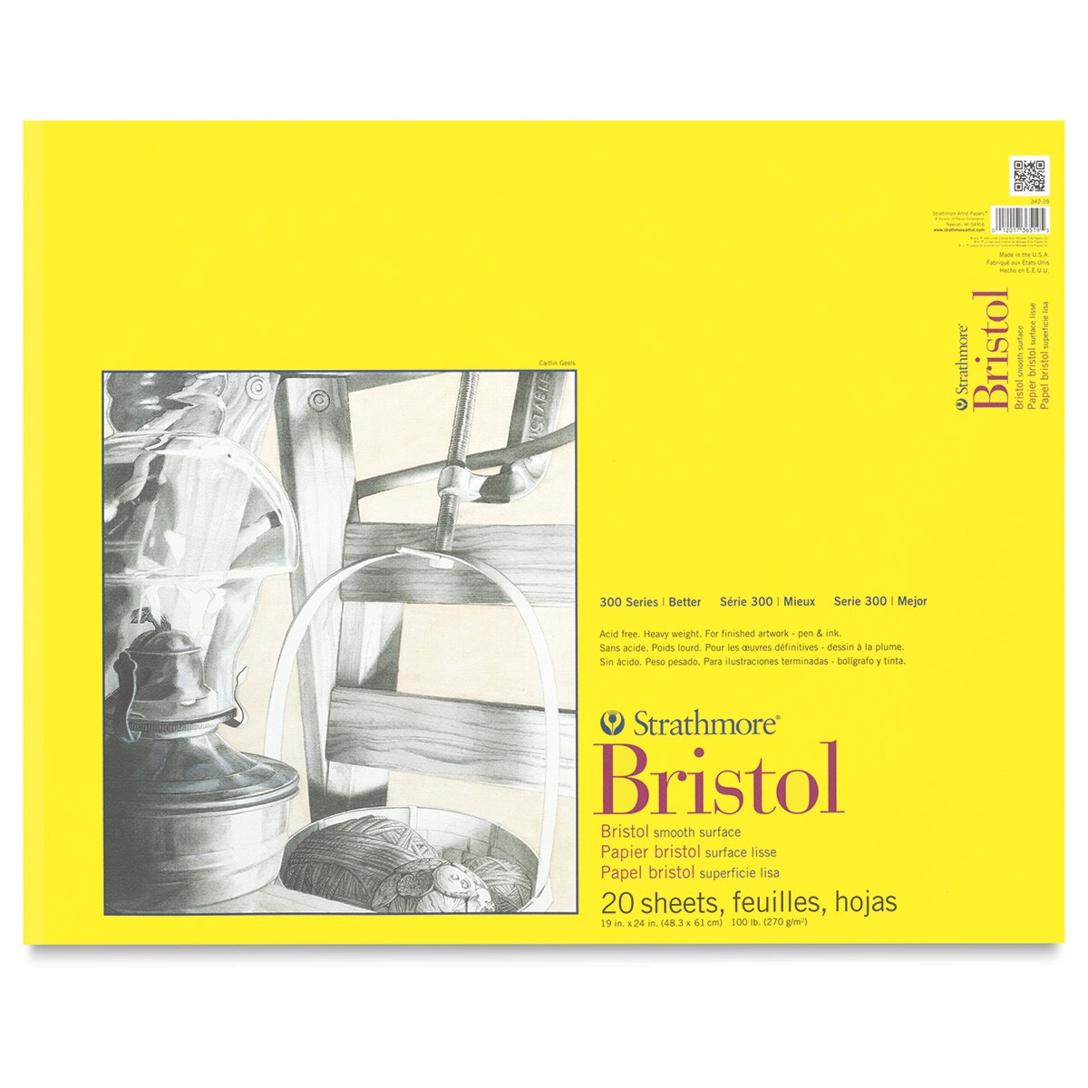 Strathmore 300 Series Bristol Pad - 19&#x22; x 24&#x22;, Smooth, 20 Sheets