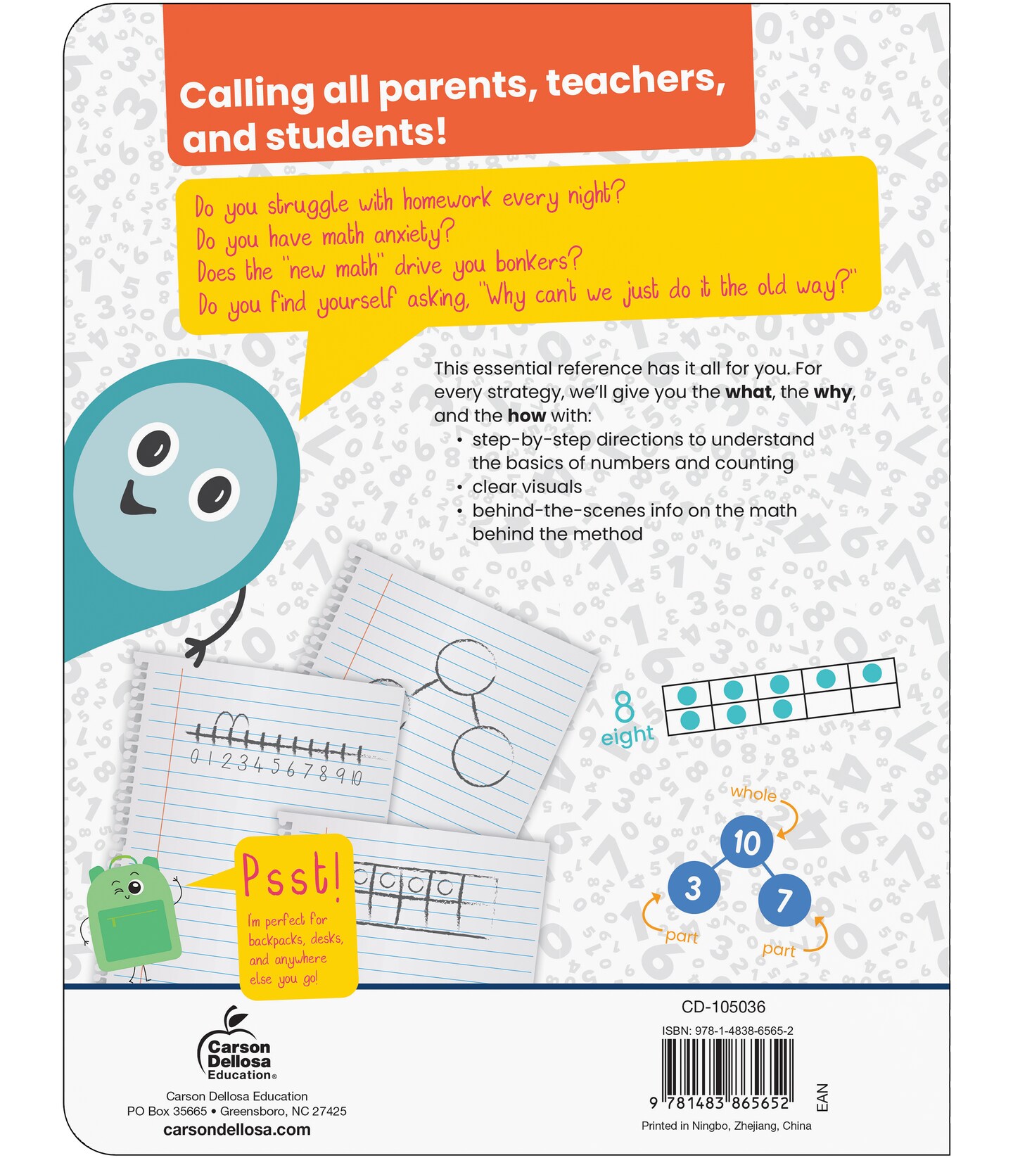 Carson Dellosa Break it Down Math Book, Tools for Numbers and Counting Reference Guide, Kindergarten and 1st Grade Workbook Covering Ten Frames, Number Bonds, Place Value, and More