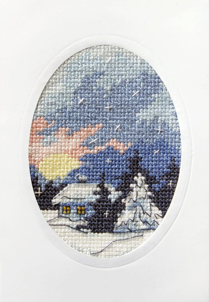 Complete cross stitch kit - greetings card &#x22;Winter night&#x22; 6151