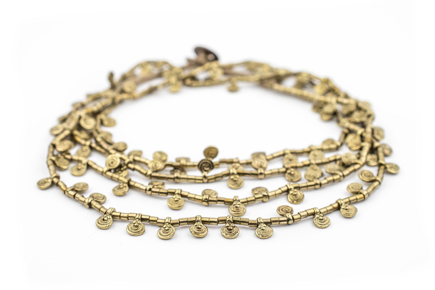 TheBeadChest Gold Mini Baule Charm Beads Double Strand Necklace 7mm Unusual Brass Large Hole 25-30 Inch Strand