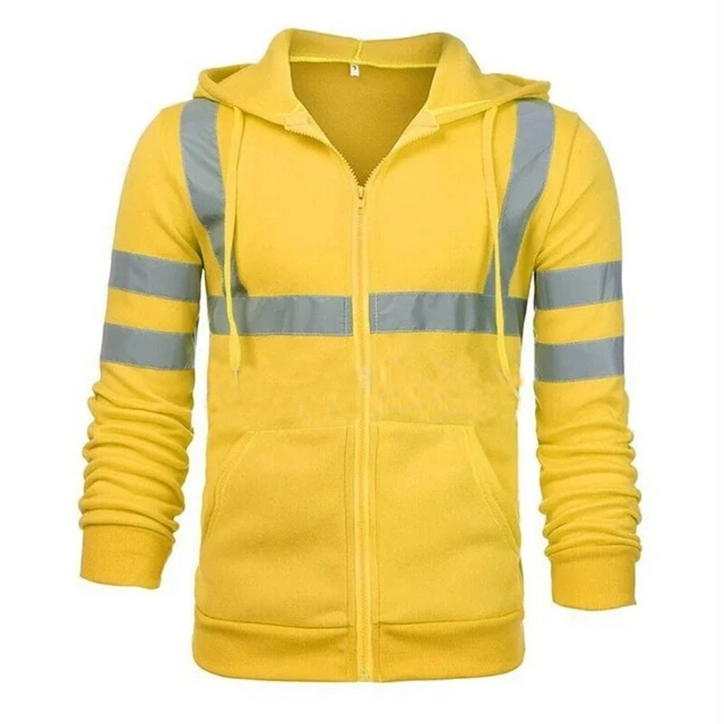 Men’s Full Zip Reflective Fleece Long Sleeve Hoodie for Workwear