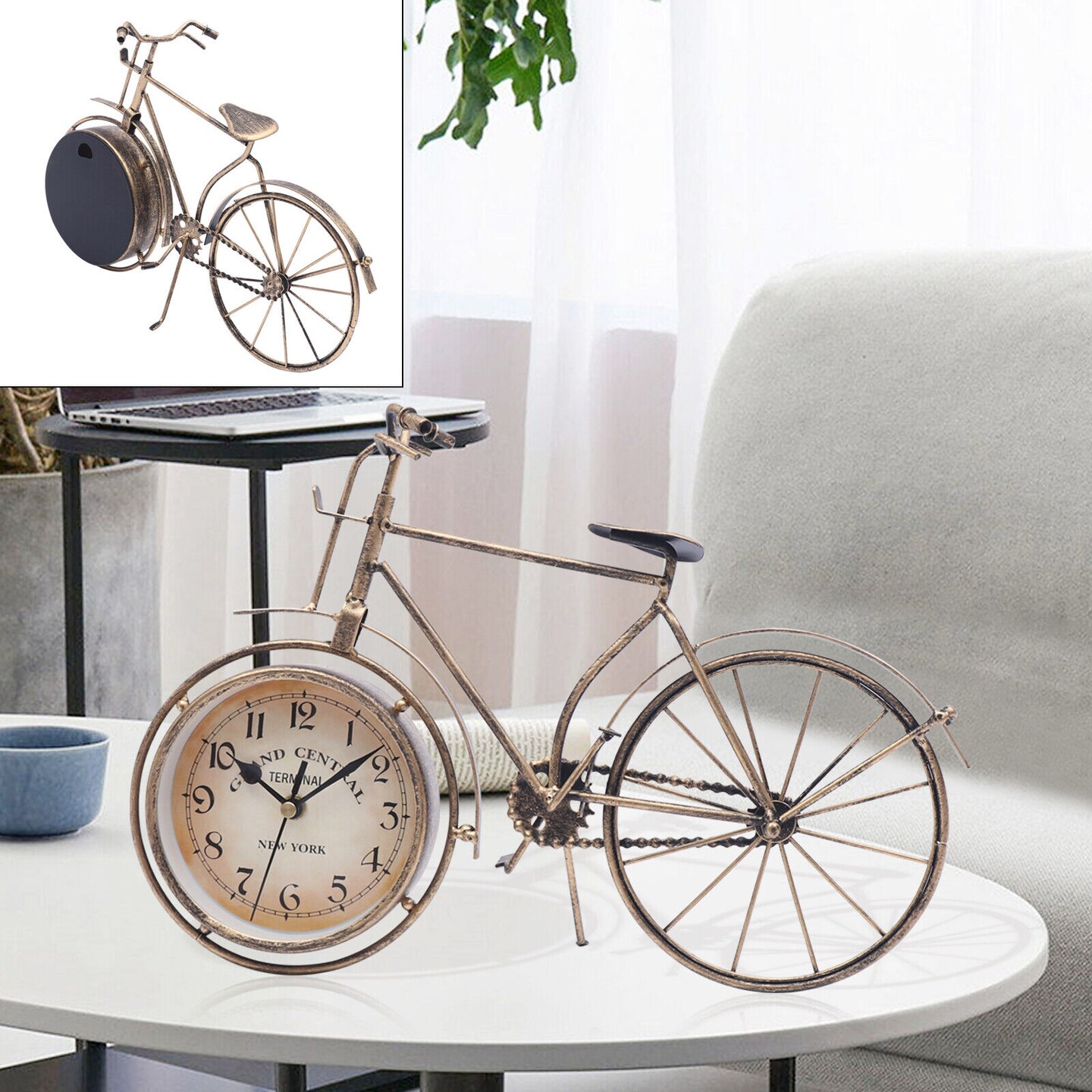 Kitcheniva Vintage Bronze Bicycle Table Clock Decor