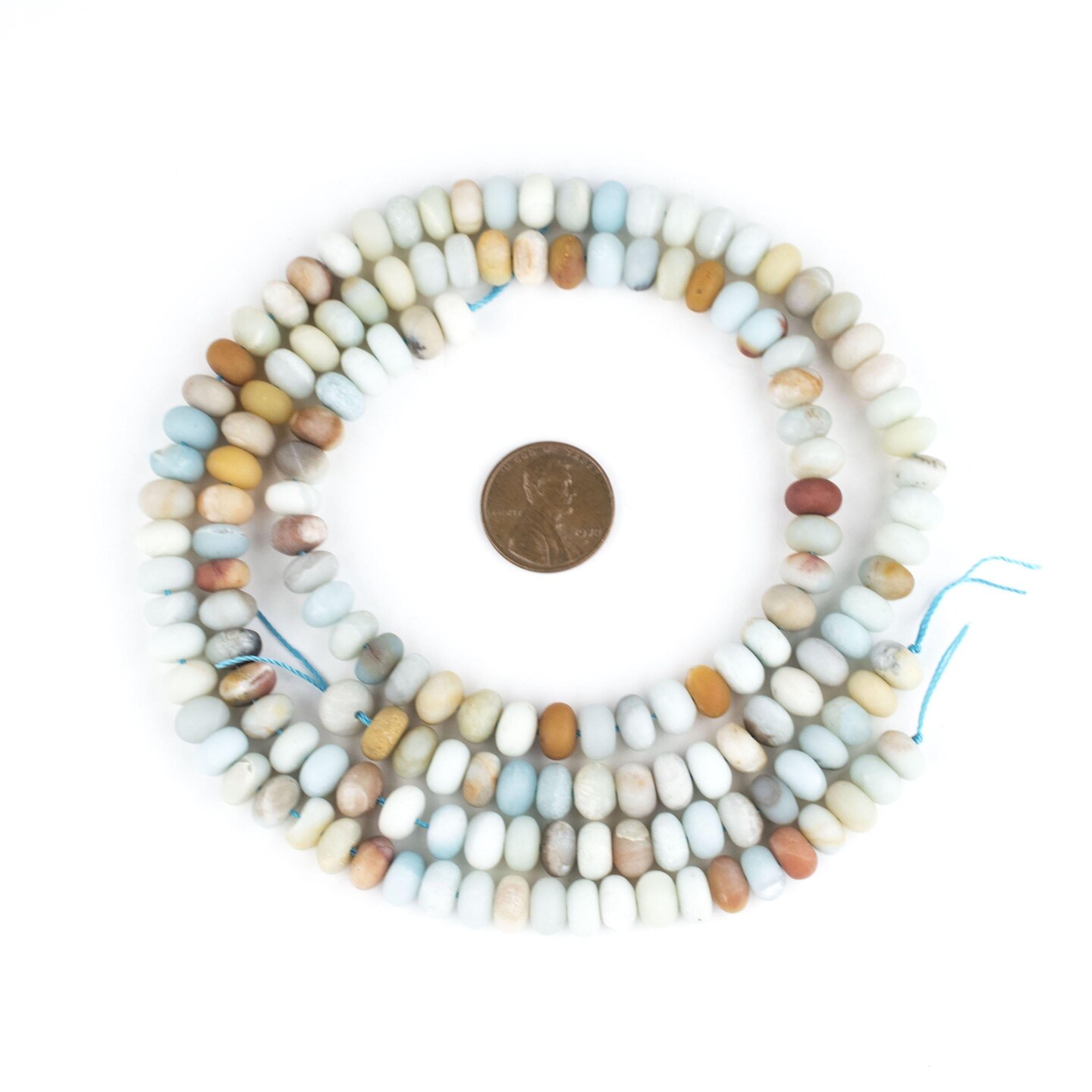 The Bead Chest Rondelle Amazonite Stone Beads 8mm Multicolor Disk Gemstone 15 Inch Strand