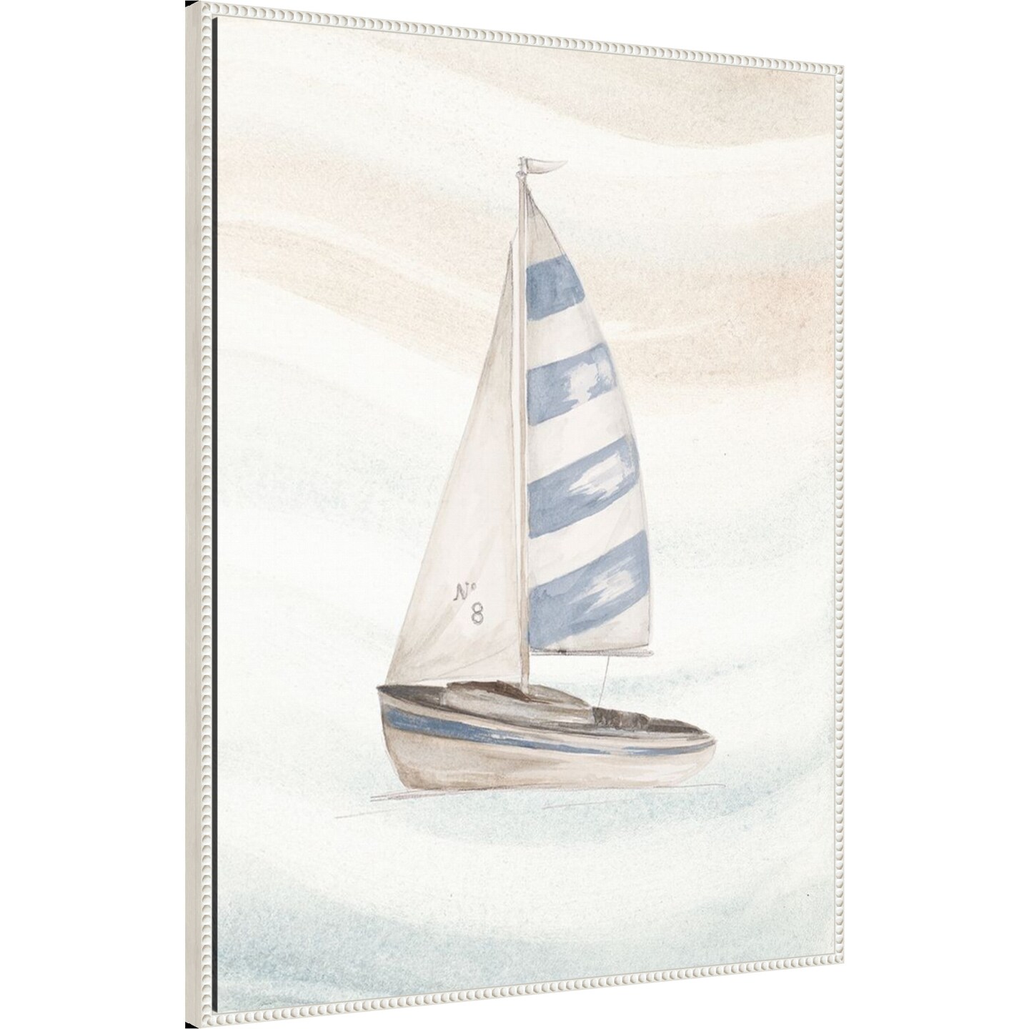 Ocean Oasis Little Sail II by Patricia Pinto 32-in. W x 42-in. H. Canvas Wall Art Print Framed in White