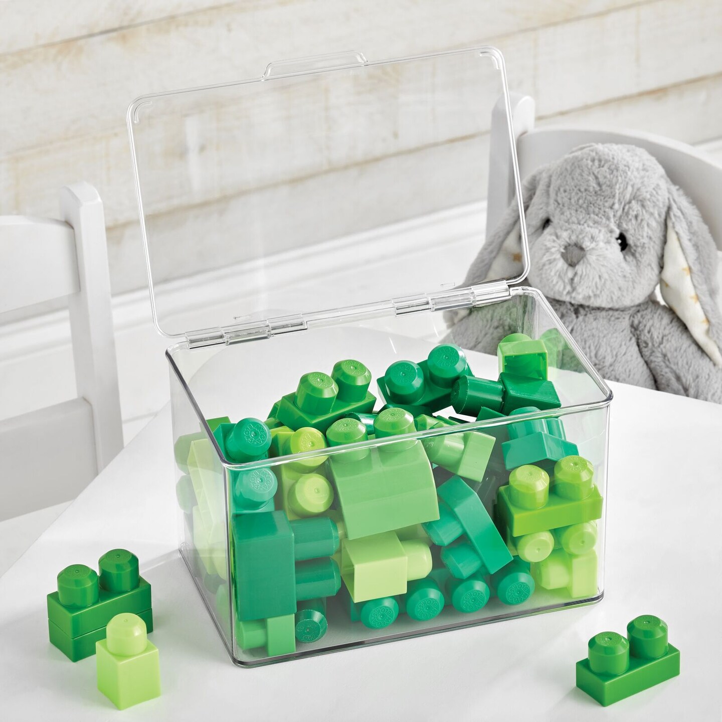 mDesign Plastic Playroom/Gaming Storage Organizer Box, Hinge Lid