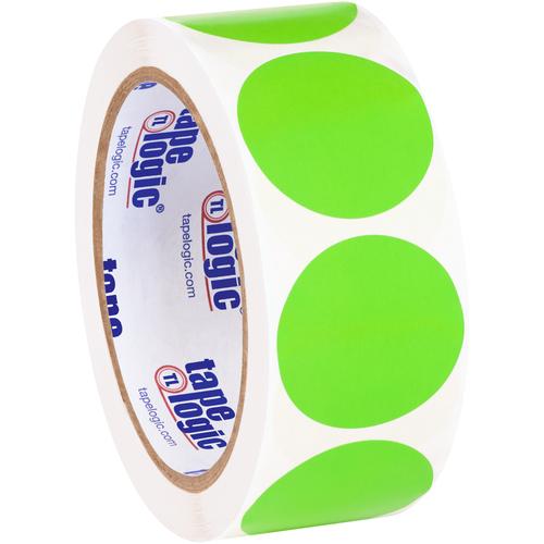 Tape Logic Inventory Circle Labels, 1 1/2&#x22;, Fluorescent Green, 500/Roll