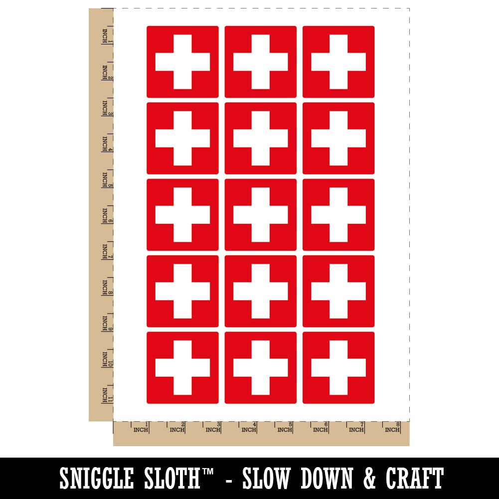 Switzerland Flag Temporary Tattoo Water Resistant Fake Body Art Set Collection (1 Sheet)