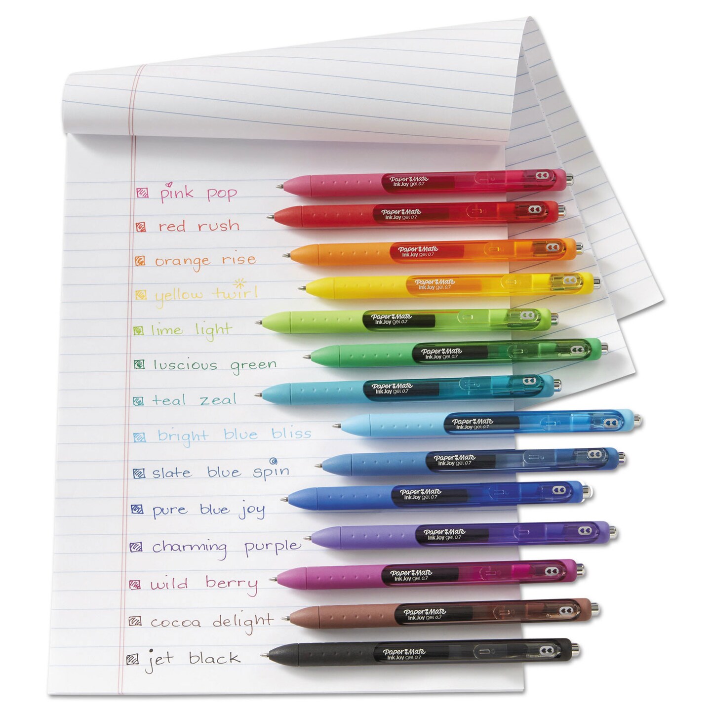 Papermate InkJoy Retractable Gel Pen, Medium 0.7mm, Assorted Ink/Barrel, 14/Pack