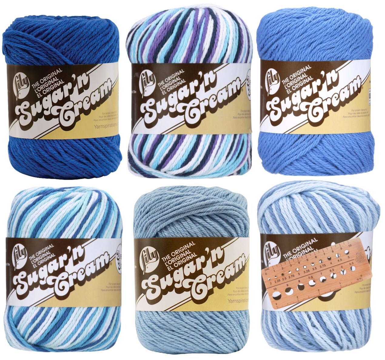 Lily Sugar 'n Cream Yarn - 100% Cotton - Assortment (Blueberry)