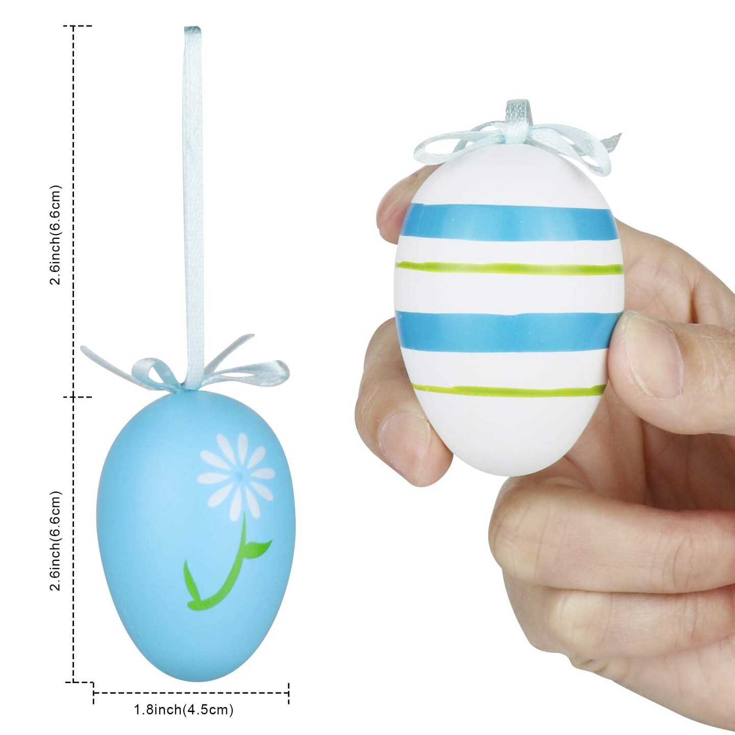 Yunfan 12Pcs Easter Decorations Eggs Hanging Ornaments Colorful for Easter Tree Basket Decor Party Favors Supplies Home