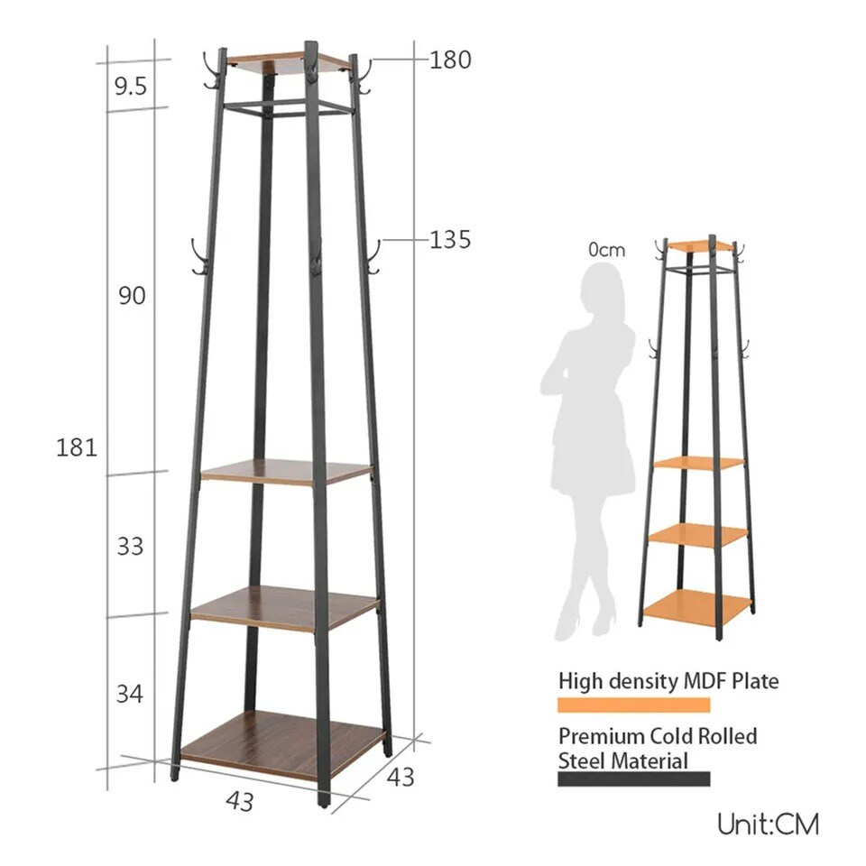 Upgrade Coat Rack Stand Entryway Hall Tree Large Garment Bag Shoe Storage Rack